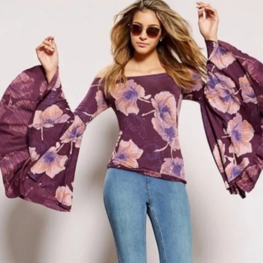 Birds of Paradise bell sleeve top